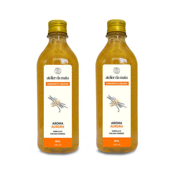 2 Refis Sabonete Líquido Aurora 500ml (1 litro)